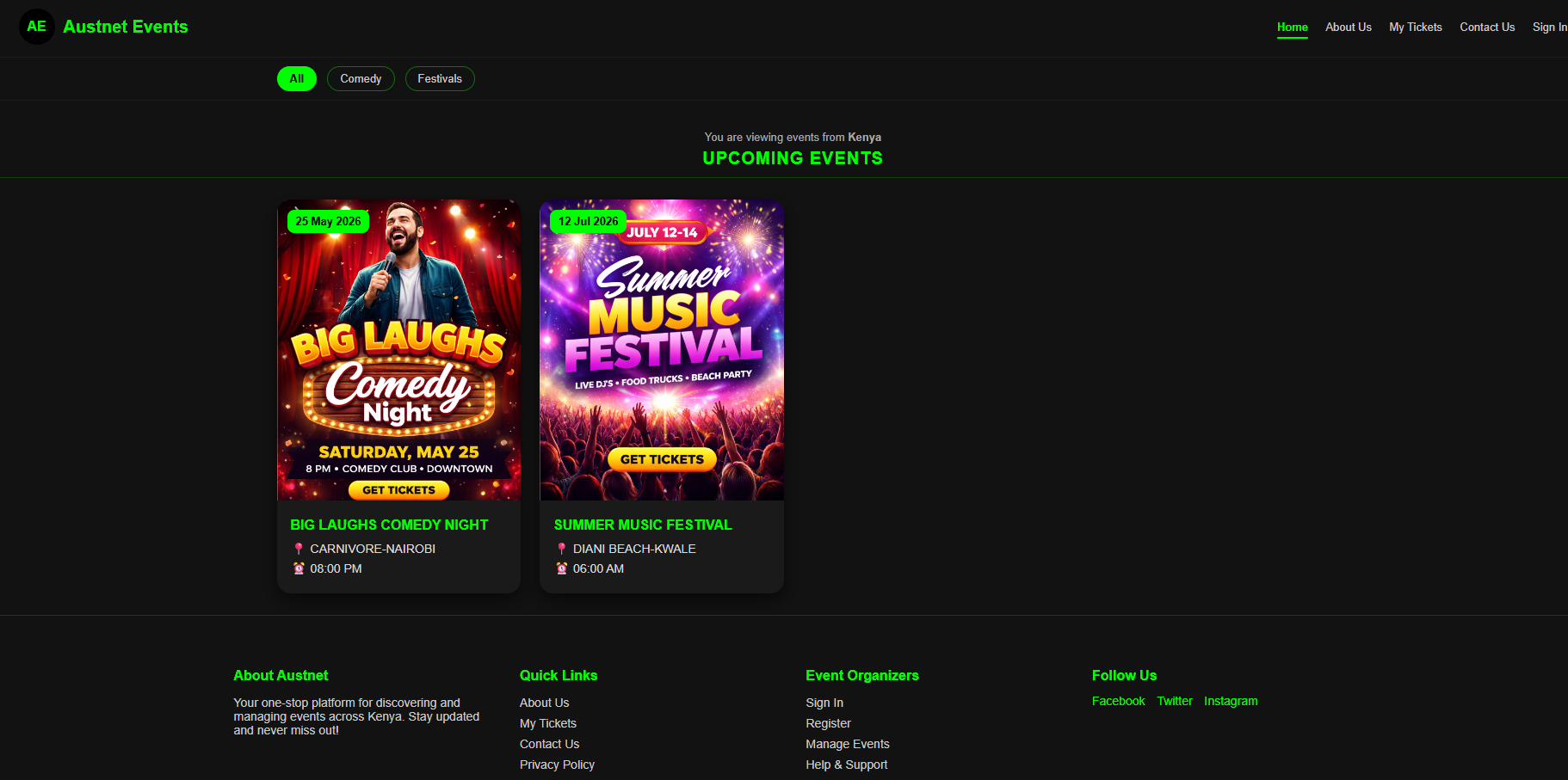 Events Booking System Dashboard