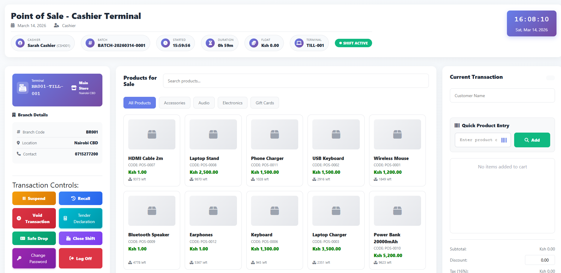 Web-Based POS System Dashboard